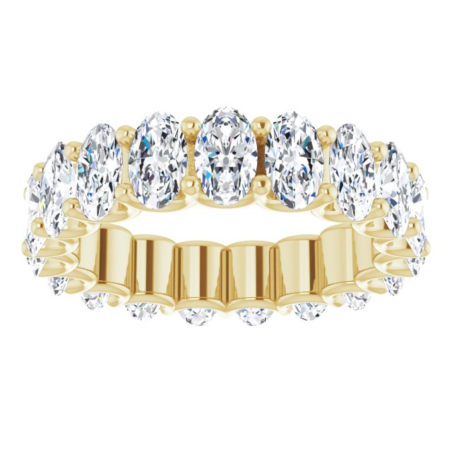 14K Gold Oval Lab-Grown Diamond Shared U-Prong Eternity Band – 5x3 mm Stones - Yellow Gold - view 3