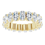 14K Gold Oval Natural Diamond Shared U-Prong Eternity Band – 5x3 mm Stones - Yellow Gold - view 3