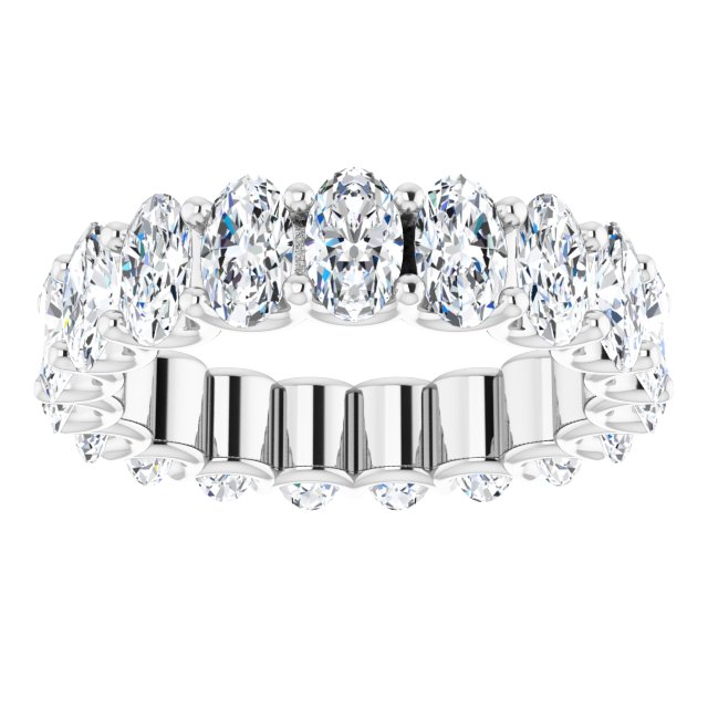 Platinum Oval Natural Diamond Shared U-Prong Eternity Band – 5x3 mm Stones - view 3