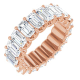 14K Gold Emerald Natural Diamond Shared U-Prong Eternity Band – 5x3 mm Stones - Rose Gold