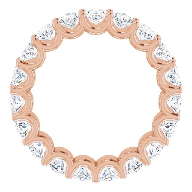 14K Gold Oval Natural Diamond Shared U-Prong Eternity Band – 5x3 mm Stones - Rose Gold - view 2