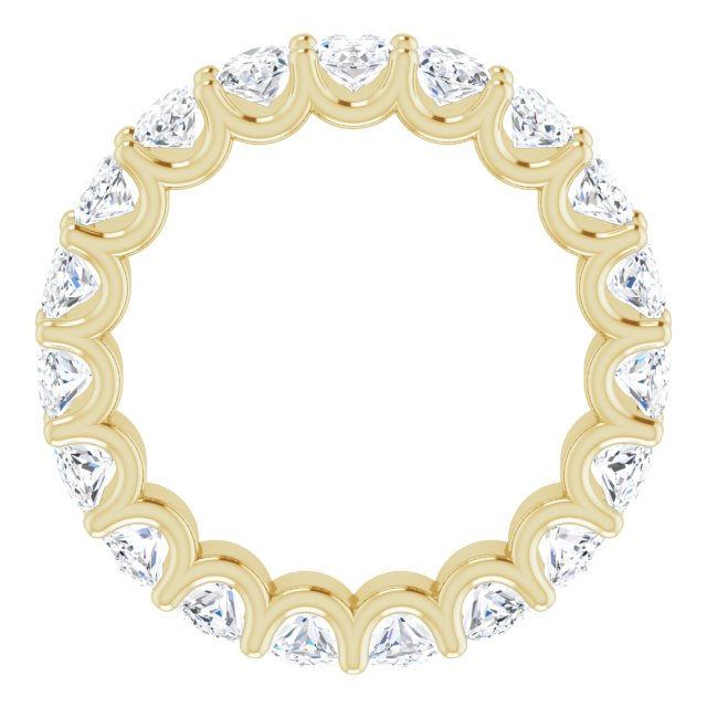 14K Gold Oval Natural Diamond Shared U-Prong Eternity Band – 5x3 mm Stones - Yellow Gold - view 2