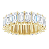 14K Gold Emerald Lab-Grown Diamond Shared U-Prong Eternity Band – 5x3 mm Stones - Yellow Gold - view 3