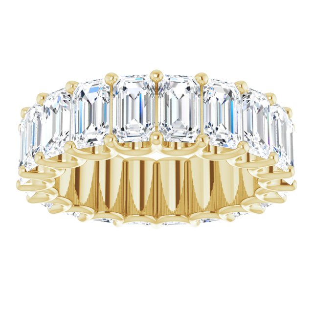 14K Gold Emerald Lab-Grown Diamond Shared U-Prong Eternity Band – 5x3 mm Stones - Yellow Gold - view 3