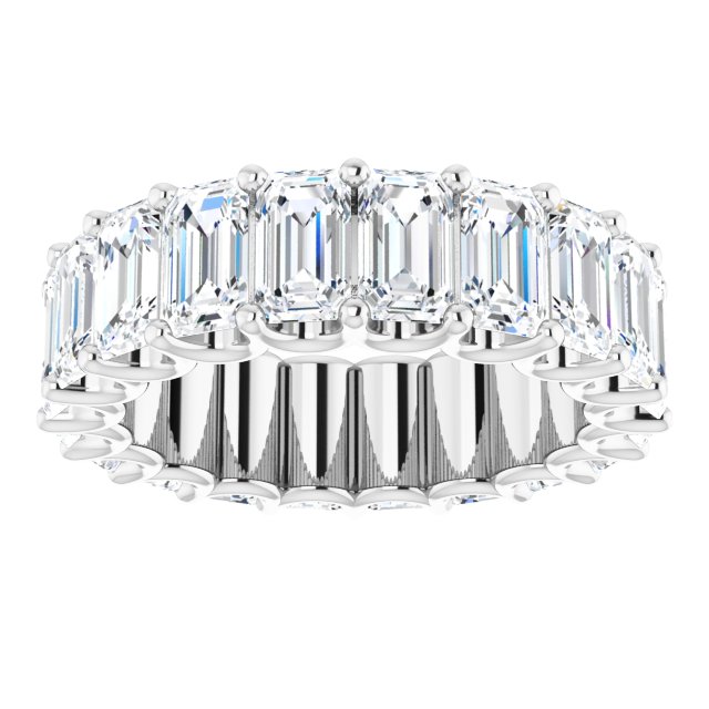 Platinum Emerald Lab-Grown Diamond Shared U-Prong Eternity Band – 5x3 mm Stones - view 3