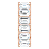 14K Gold Emerald Natural Diamond Shared U-Prong Eternity Band – 6x4 mm Stones - Rose Gold - view 4