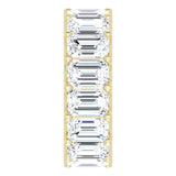 14K Gold Emerald Natural Diamond Shared U-Prong Eternity Band – 6x4 mm Stones - Yellow Gold - view 4
