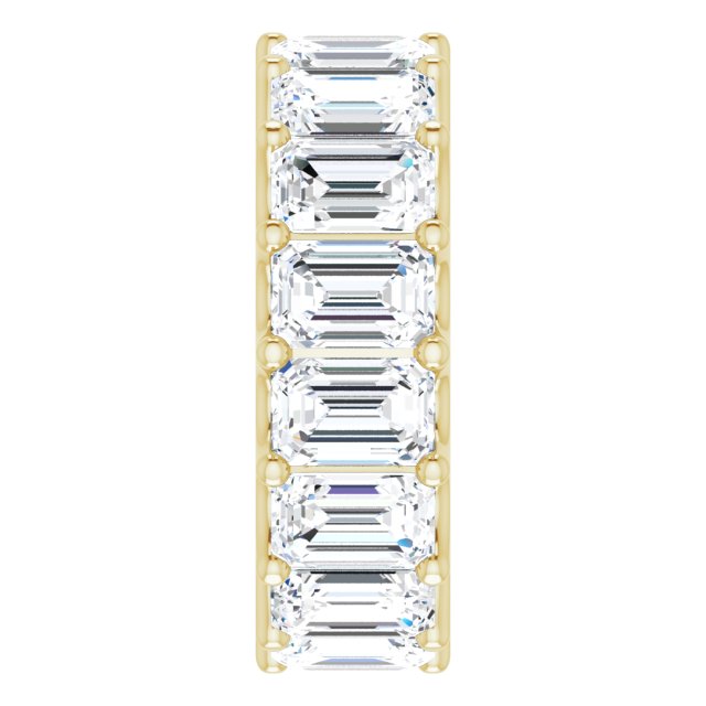 14K Gold Emerald Lab-Grown Diamond Shared U-Prong Eternity Band – 6x4 mm Stones - Yellow Gold - view 4