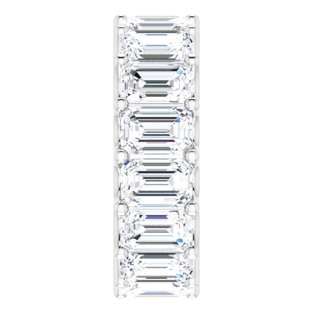 Platinum Emerald Natural Diamond Shared U-Prong Eternity Band – 6x4 mm Stones - view 4
