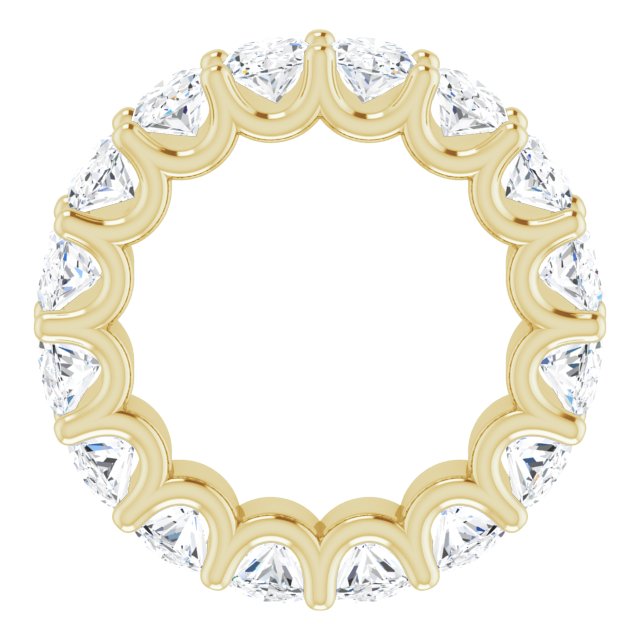 14K Gold Oval Natural Diamond Shared U-Prong Eternity Band – 6x4 mm Stones - Yellow Gold - view 2