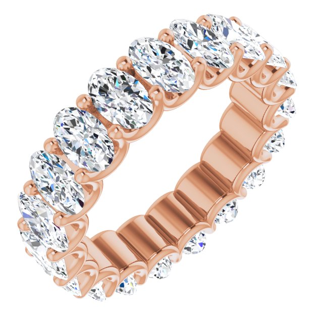 14K Gold Oval Lab-Grown Diamond Shared U-Prong Eternity Band – 5x3 mm Stones - Rose Gold