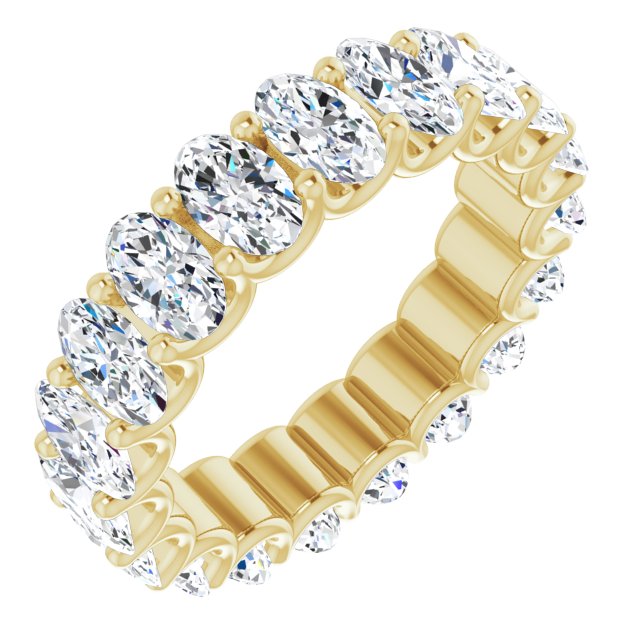 14K Gold Oval Lab-Grown Diamond Shared U-Prong Eternity Band – 5x3 mm Stones - Yellow Gold