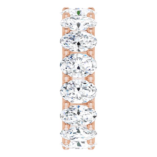 14K Gold Oval Natural Diamond Shared U-Prong Eternity Band – 6x4 mm Stones - Rose Gold - view 4