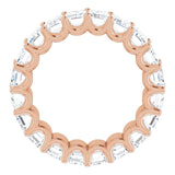 14K Gold Emerald Lab-Grown Diamond Shared U-Prong Eternity Band – 5x3 mm Stones - Rose Gold - view 2