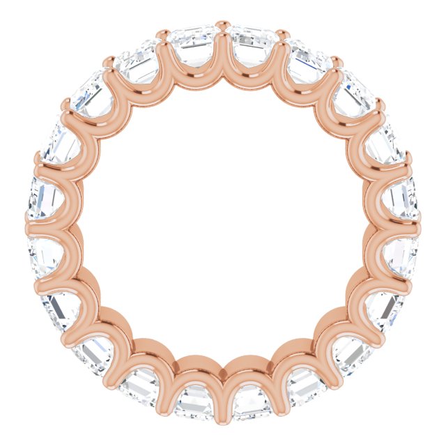 14K Gold Emerald Lab-Grown Diamond Shared U-Prong Eternity Band – 5x3 mm Stones - Rose Gold - view 2