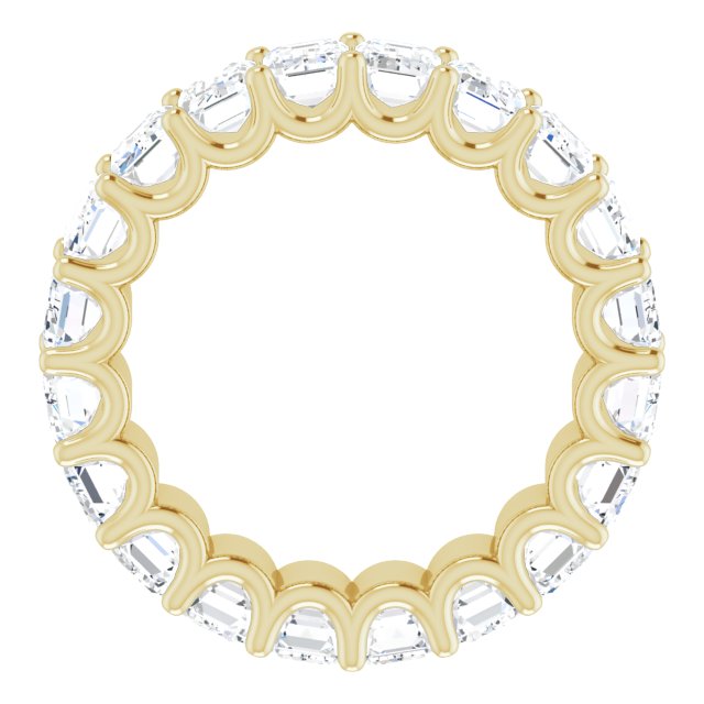 14K Gold Emerald Lab-Grown Diamond Shared U-Prong Eternity Band – 5x3 mm Stones - Yellow Gold - view 2