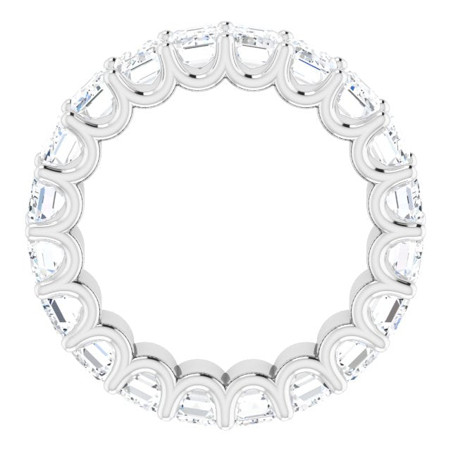 Platinum Emerald Lab-Grown Diamond Shared U-Prong Eternity Band – 5x3 mm Stones - view 2