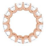 14K Gold Emerald Natural Diamond Shared U-Prong Eternity Band – 6x4 mm Stones - Rose Gold - view 2