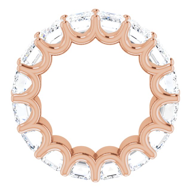14K Gold Emerald Lab-Grown Diamond Shared U-Prong Eternity Band – 6x4 mm Stones - Rose Gold - view 2