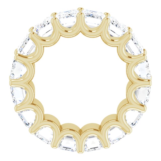 14K Gold Emerald Lab-Grown Diamond Shared U-Prong Eternity Band – 6x4 mm Stones - Yellow Gold - view 2