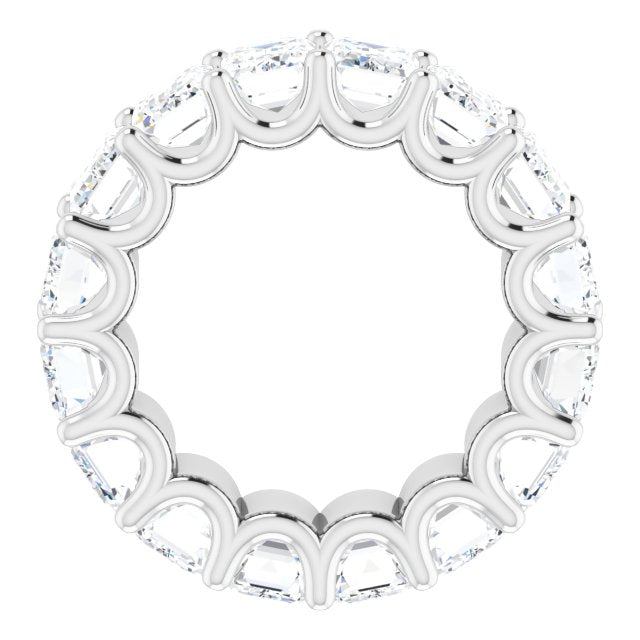 Platinum Emerald Lab-Grown Diamond Shared U-Prong Eternity Band – 6x4 mm Stones - view 2