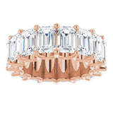 14K Gold Emerald Natural Diamond Shared U-Prong Eternity Band – 6x4 mm Stones - Rose Gold - view 3