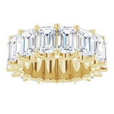 14K Gold Emerald Lab-Grown Diamond Shared U-Prong Eternity Band – 6x4 mm Stones - Yellow Gold - view 3
