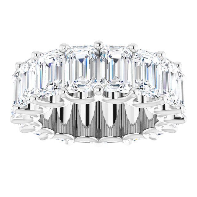 Platinum Emerald Lab-Grown Diamond Shared U-Prong Eternity Band – 6x4 mm Stones - view 3