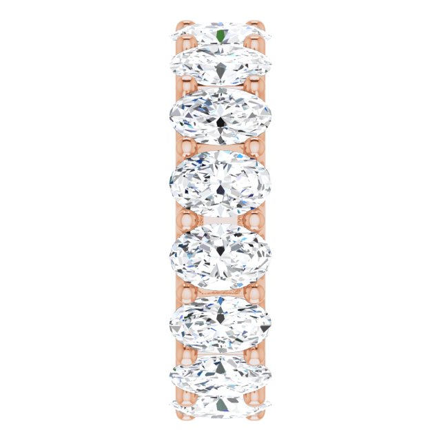 14K Gold Oval Lab-Grown Diamond Shared U-Prong Eternity Band – 6x4 mm Stones - Rose Gold - view 4