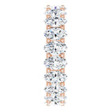14K Gold Oval Natural Diamond Shared U-Prong Eternity Band – 5x3 mm Stones - Rose Gold - view 4