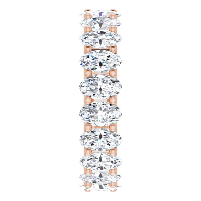 14K Gold Oval Natural Diamond Shared U-Prong Eternity Band – 5x3 mm Stones - Rose Gold - view 4