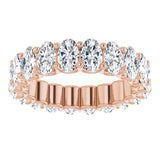 14K Gold Oval Natural Diamond Shared U-Prong Eternity Band – 5x3 mm Stones - Rose Gold - view 3
