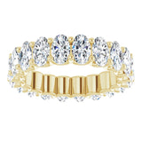 14K Gold Oval Natural Diamond Shared U-Prong Eternity Band – 5x3 mm Stones - Yellow Gold - view 3