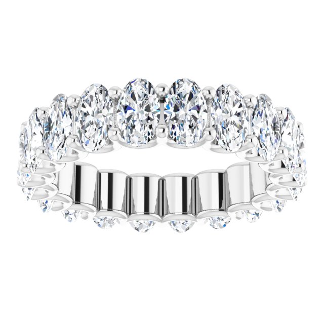 Platinum Oval Natural Diamond Shared U-Prong Eternity Band – 5x3 mm Stones - view 3