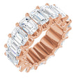 14K Gold Emerald Natural Diamond Shared U-Prong Eternity Band – 6x4 mm Stones - Rose Gold