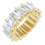14K Gold Emerald Natural Diamond Shared U-Prong Eternity Band – 6x4 mm Stones - Yellow Gold