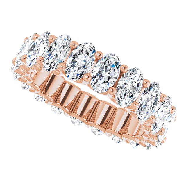14K Gold Oval Lab-Grown Diamond Shared U-Prong Eternity Band – 5x3 mm Stones - Rose Gold - view 5