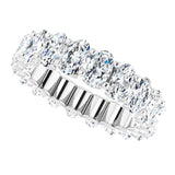 Platinum Oval Natural Diamond Shared U-Prong Eternity Band – 5x3 mm Stones - view 5
