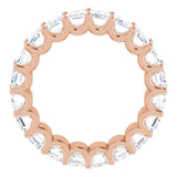14K Gold Emerald Lab-Grown Diamond Shared U-Prong Eternity Band – 5x3 mm Stones - Rose Gold - view 2