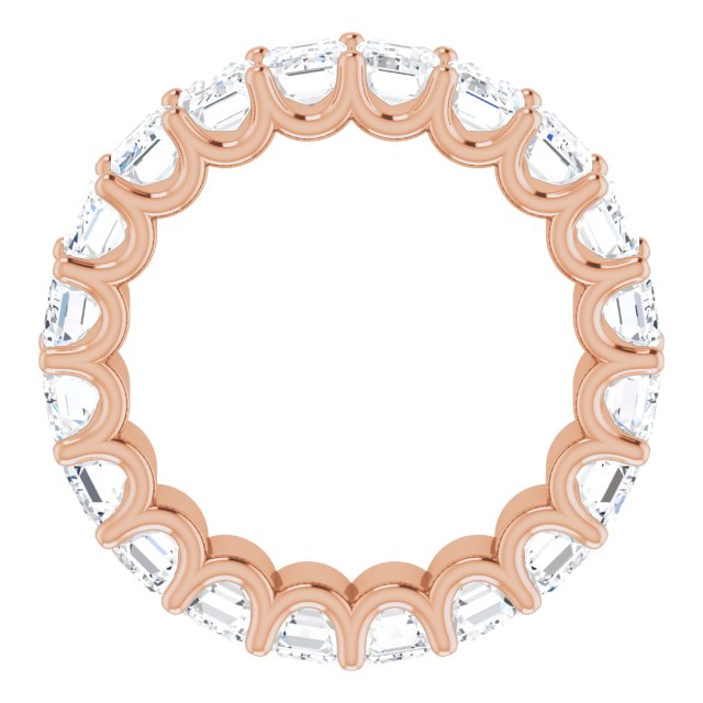 14K Gold Emerald Lab-Grown Diamond Shared U-Prong Eternity Band – 5x3 mm Stones - Rose Gold - view 2