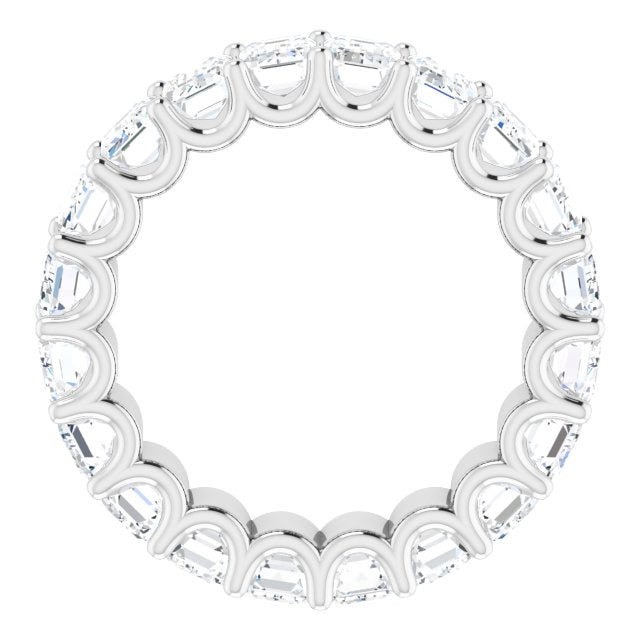 Platinum Emerald Natural Diamond Shared U-Prong Eternity Band – 5x3 mm Stones - view 2