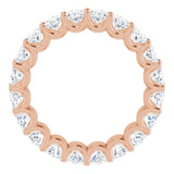 14K Gold Oval Natural Diamond Shared U-Prong Eternity Band – 5x3 mm Stones - Rose Gold - view 2