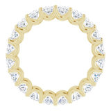 14K Gold Oval Natural Diamond Shared U-Prong Eternity Band – 5x3 mm Stones - Yellow Gold - view 2