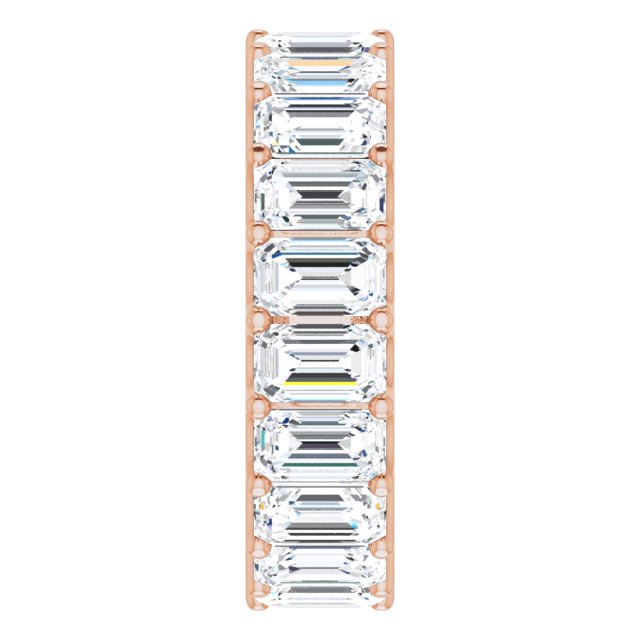 14K Gold Emerald Lab-Grown Diamond Shared U-Prong Eternity Band – 5x3 mm Stones - Rose Gold - view 4