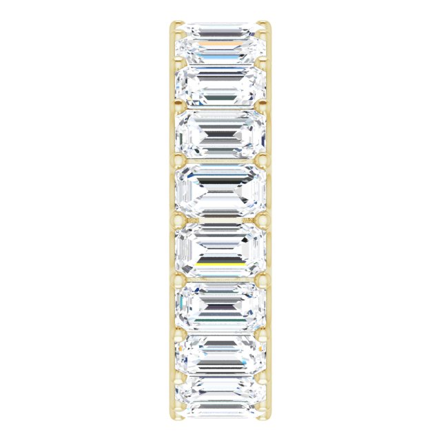 14K Gold Emerald Lab-Grown Diamond Shared U-Prong Eternity Band – 5x3 mm Stones - Yellow Gold - view 4