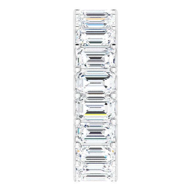14K Gold Emerald Lab-Grown Diamond Shared U-Prong Eternity Band – 5x3 mm Stones - White Gold - view 4
