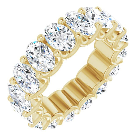 14K Gold Oval Lab-Grown Diamond Shared U-Prong Eternity Band – 6x4 mm Stones - Yellow Gold