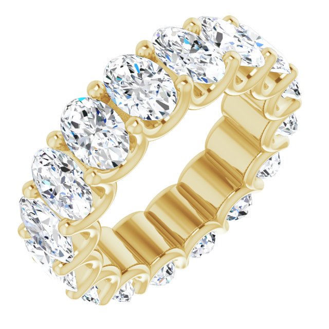 14K Gold Oval Lab-Grown Diamond Shared U-Prong Eternity Band – 6x4 mm Stones - Yellow Gold