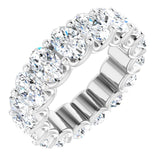 14K Gold Oval Natural Diamond Shared U-Prong Eternity Band – 6x4 mm Stones - White Gold