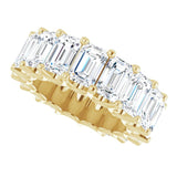 14K Gold Emerald Lab-Grown Diamond Shared U-Prong Eternity Band – 6x4 mm Stones - Yellow Gold - view 5